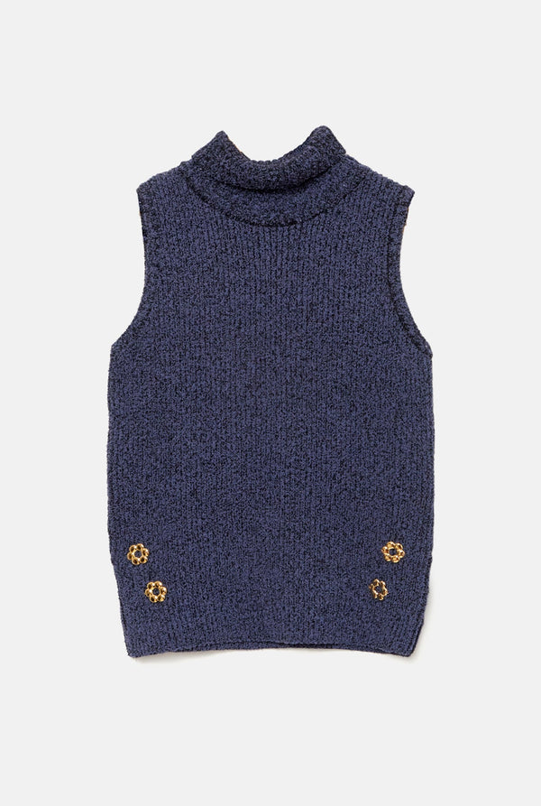Maria Roll Neck Top Baya Blue