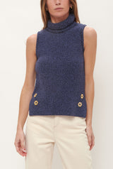 Maria Roll Neck Top Baya Blue