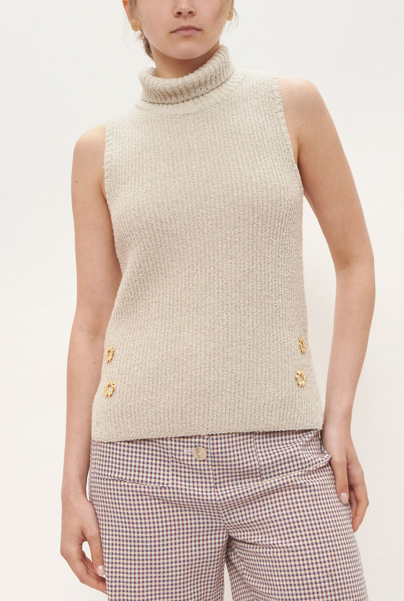 Maria Roll Neck Top Ivory