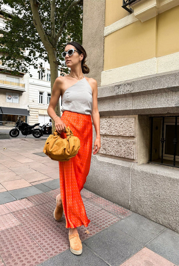 Maxi Falda Lencera al Bies naranja PRE-ORDER