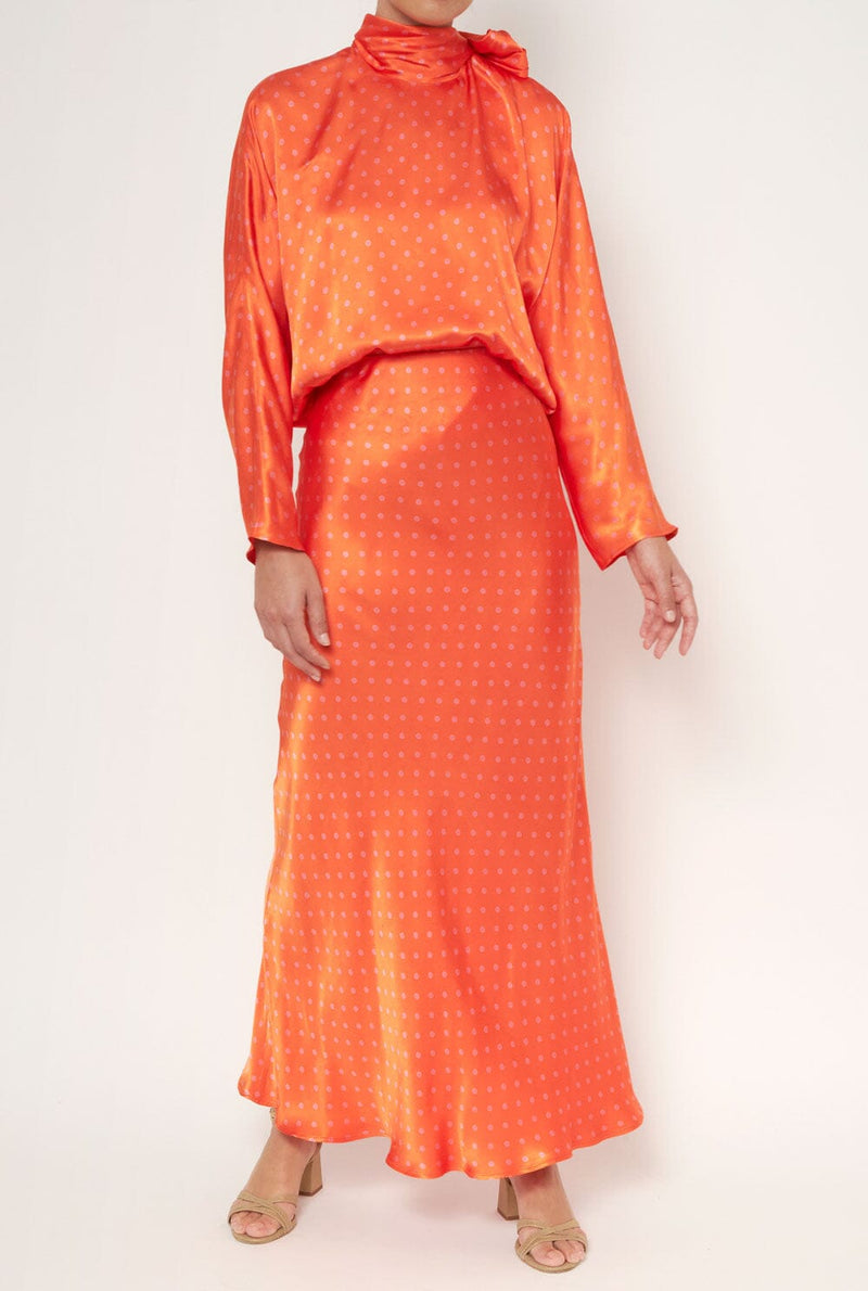 Maxi Falda Lencera al Bies naranja PRE-ORDER