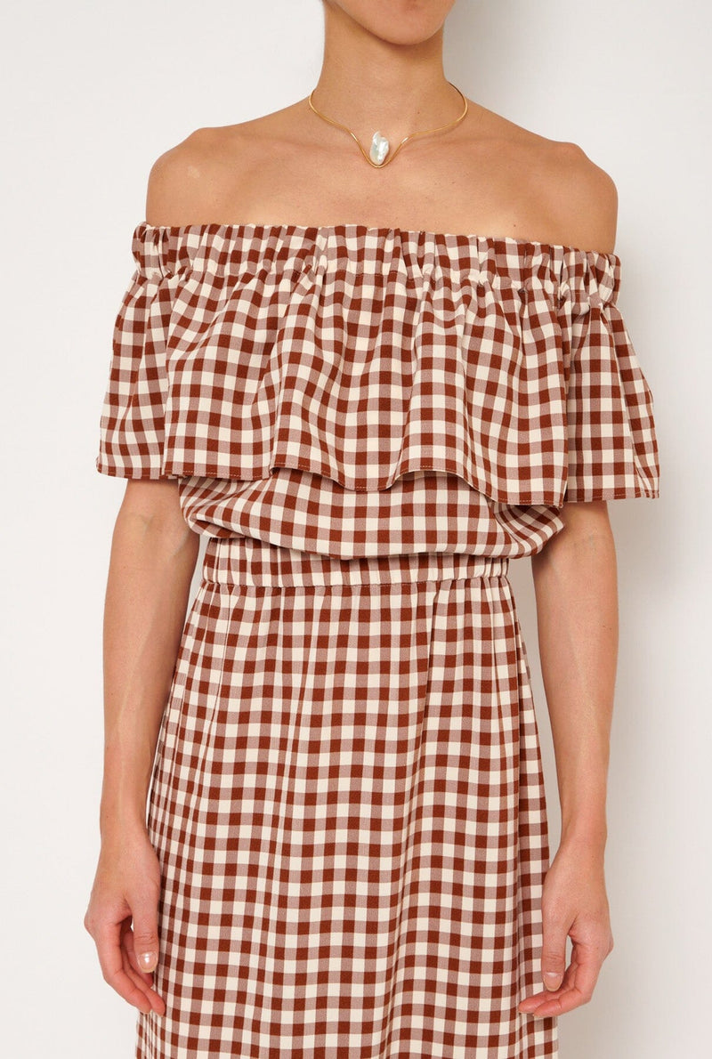 Miranda top vichy marron