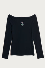 Navy Blue Off-the-shoulder Tee
