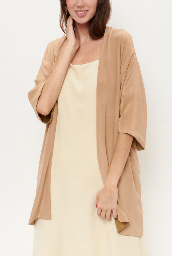 Niko Reversible Nude Long Jacket Natural Dye - Pre Order