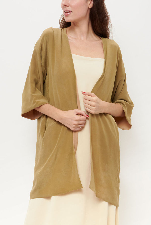 Niko Reversible Nude Long Jacket Natural Dye - Pre Order