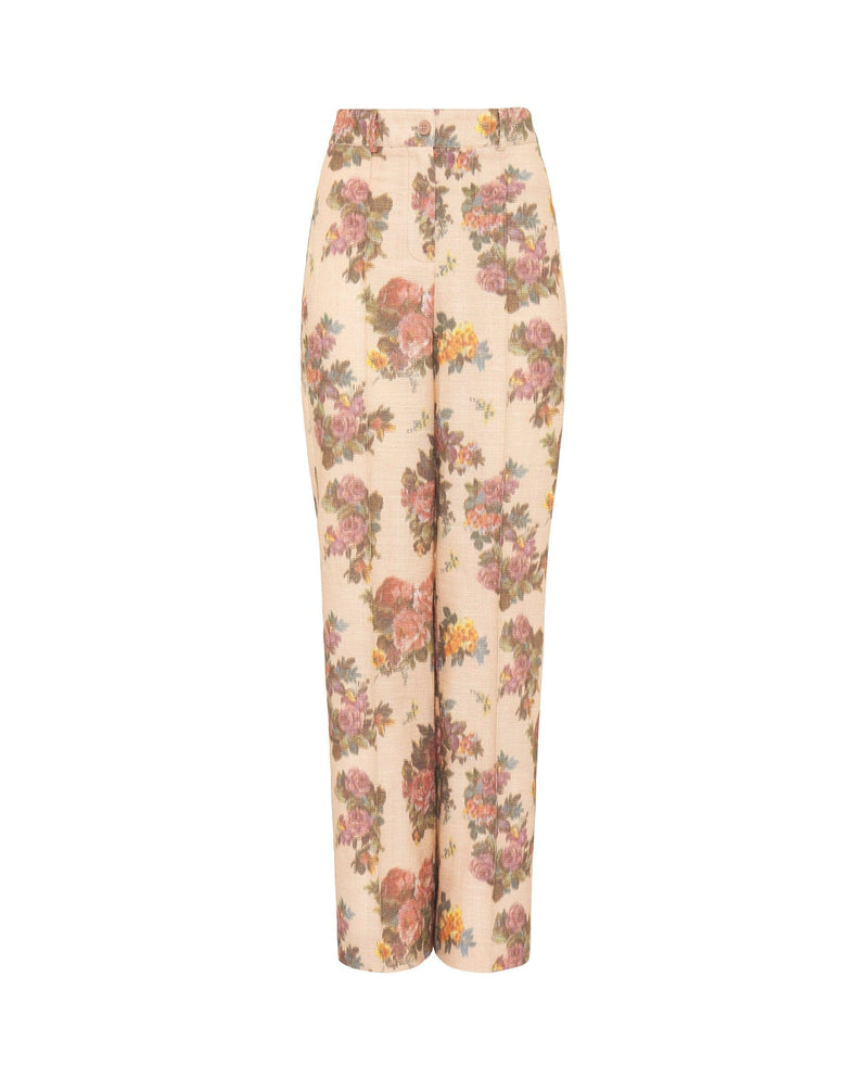 Pantalón de algodón estampado floral naranja