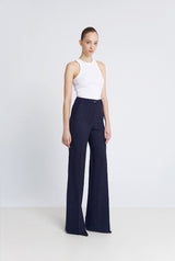 Pantalón flare lana azul