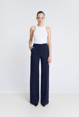 Pantalón flare lana azul