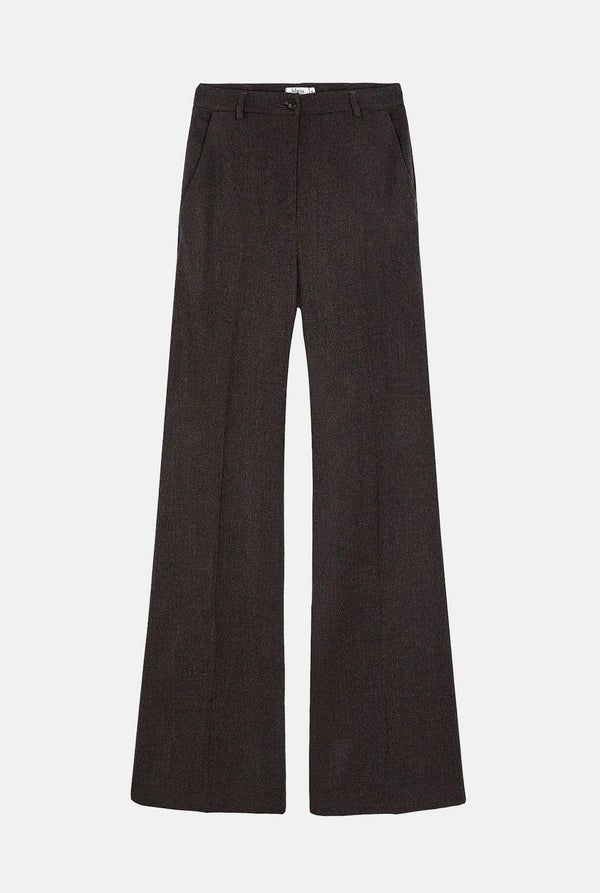 Pantalón flare lana marrón chocolate