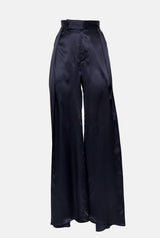 Pantalón palazzo de seda azul marino