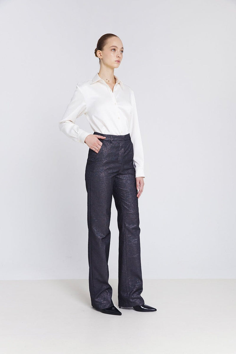 Pantalón recto jacquard gris