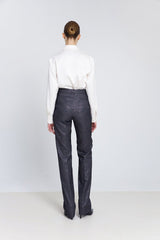 Pantalón recto jacquard gris