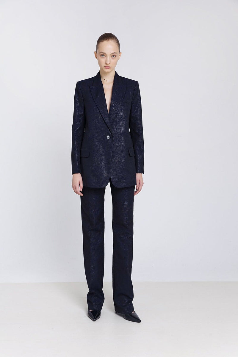 Pantalón recto jacquard navy