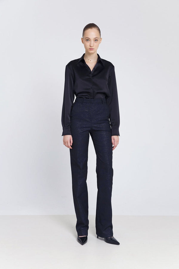Pantalón recto jacquard navy