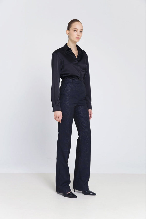 Pantalón recto jacquard navy
