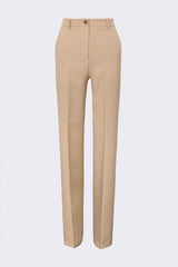 Pantalón recto lana beige