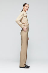Pantalón recto lana beige