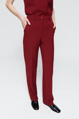 Pantalón recto lana burdeos