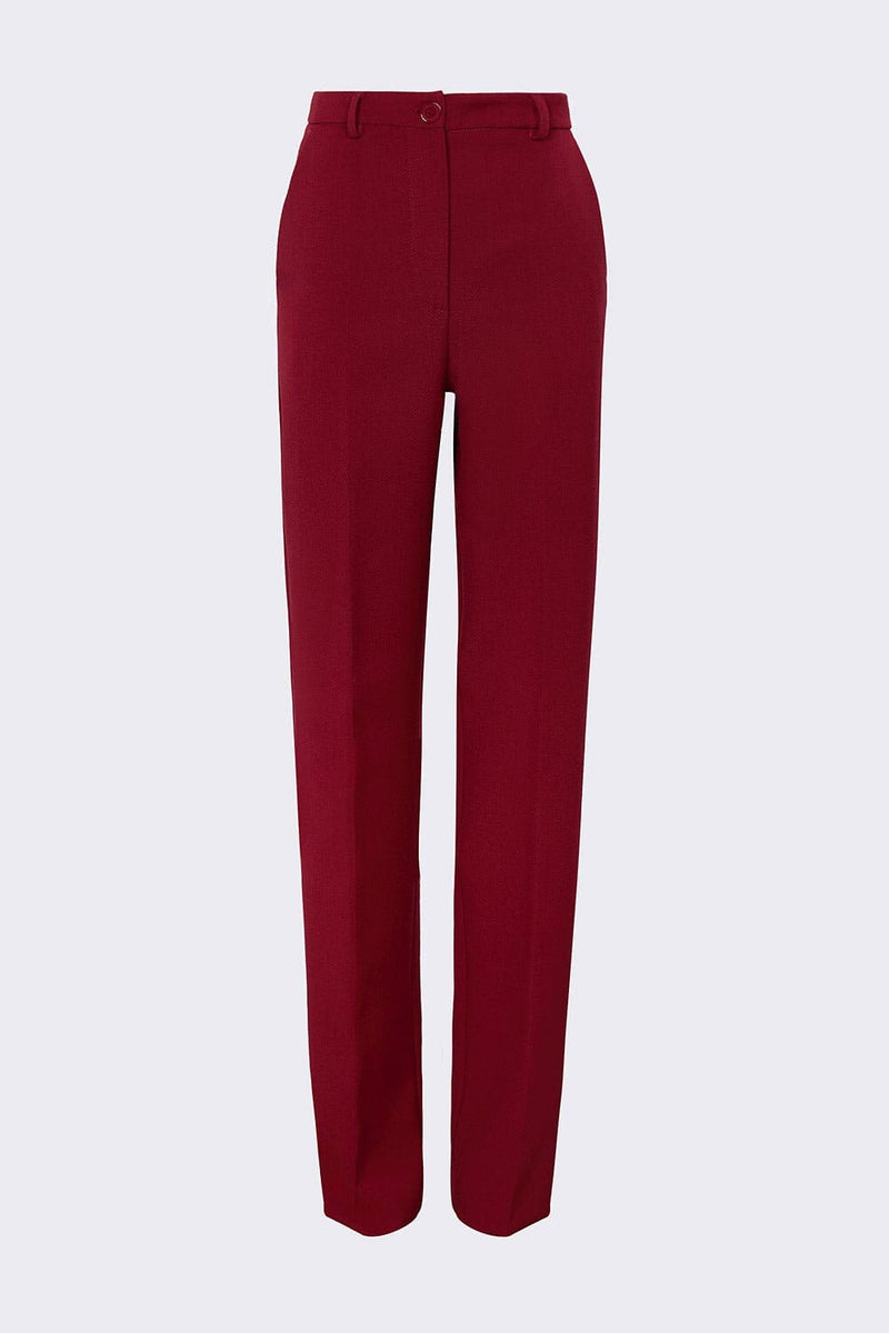 Pantalón recto lana burdeos
