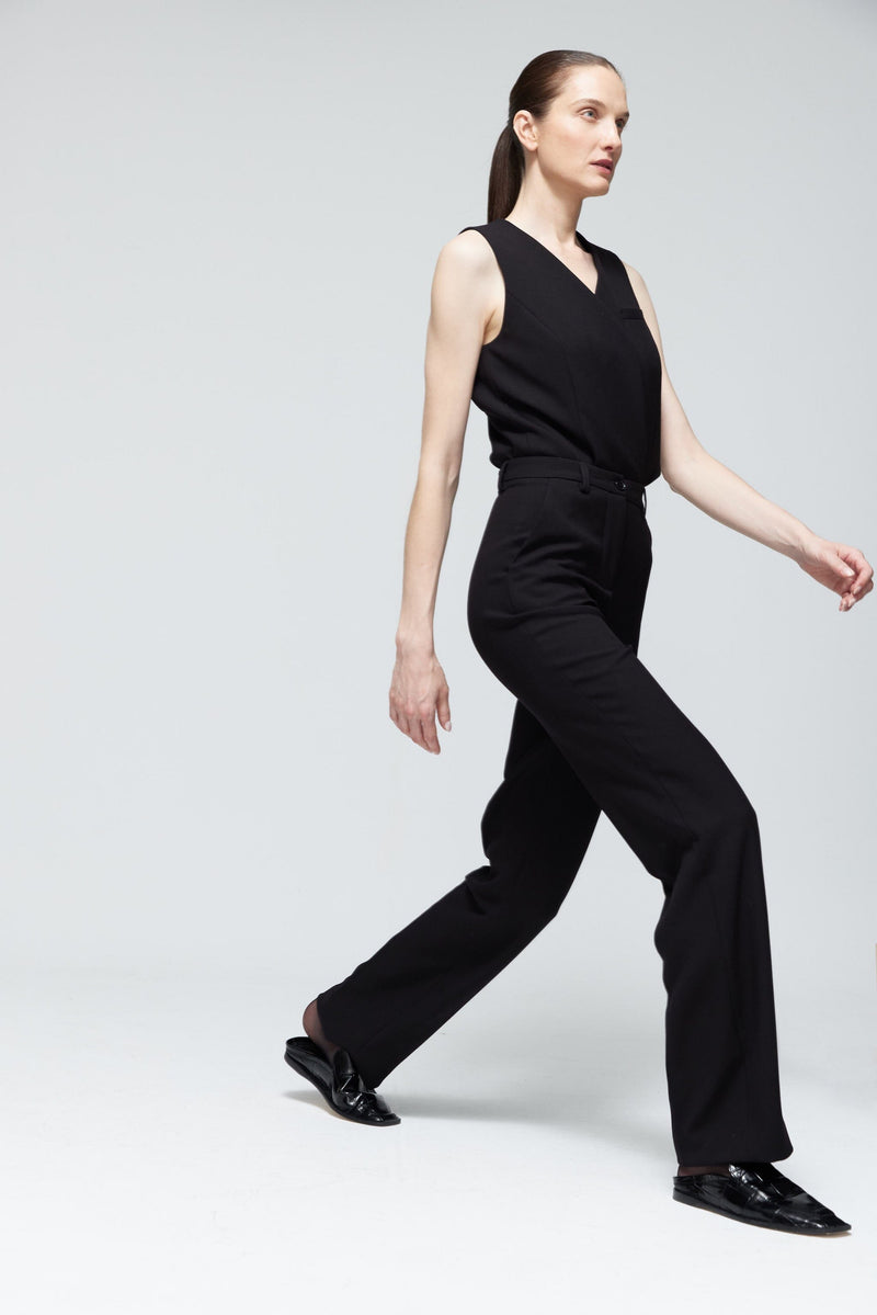 Pantalón recto lana negro