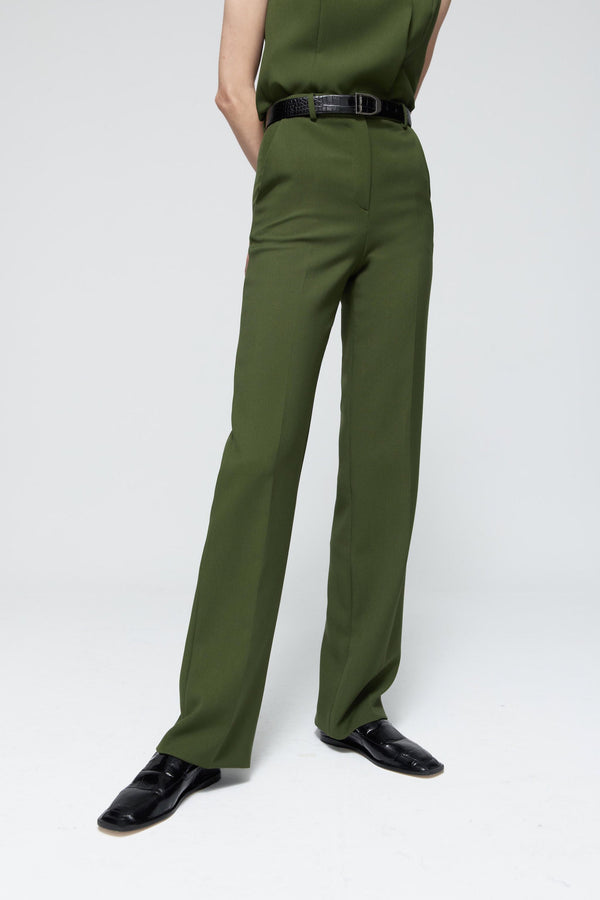 Pantalón recto lana verde