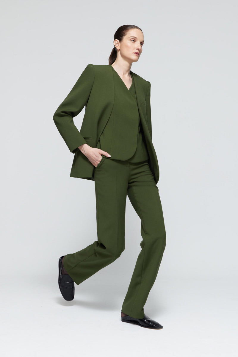 Pantalón recto lana verde