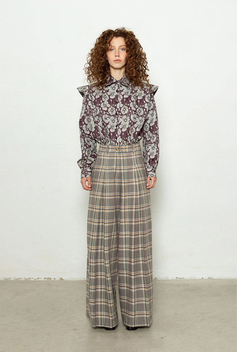 Pantalón Rosa Cuadros Gris