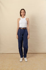 Pantalon Sofia boton canvas azul