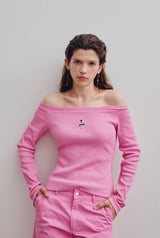 Pink Off-the-shoulder Tee