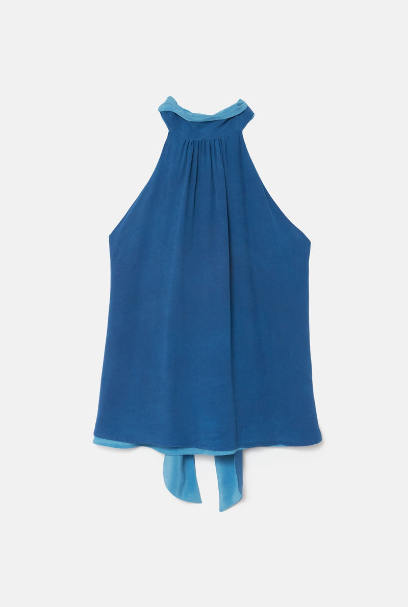 Halter Reversible Blue/Light Blue Top Natural Dye - Pre Order