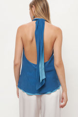 Halter Reversible Blue/Light Blue Top Natural Dye - Pre Order