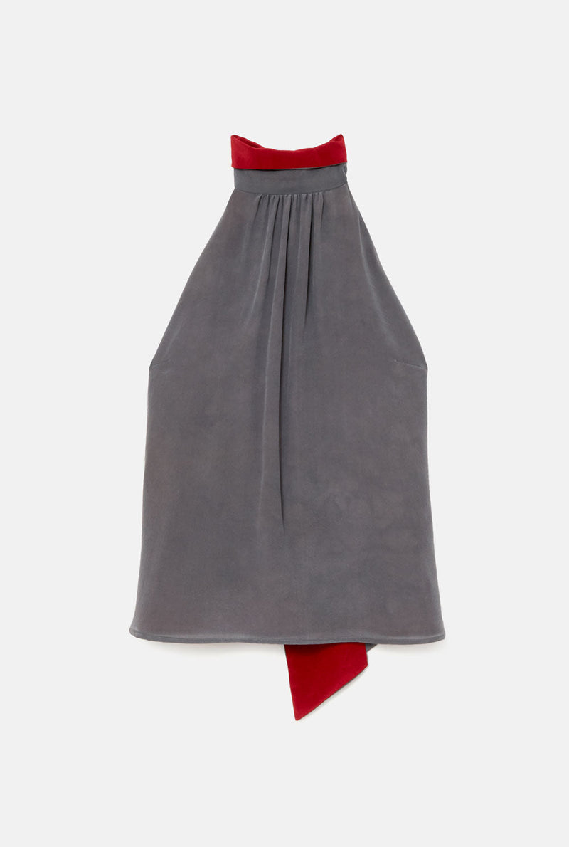 Halter Reversible Grey/Red Top Natural Dye - Pre Order
