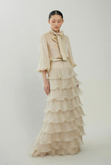 Silk chiffon blouse with bow