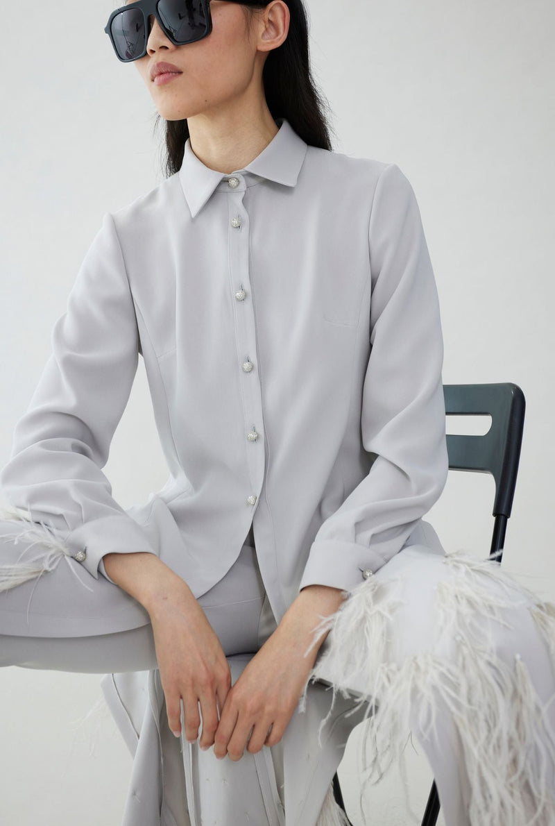 Straight crepe pants