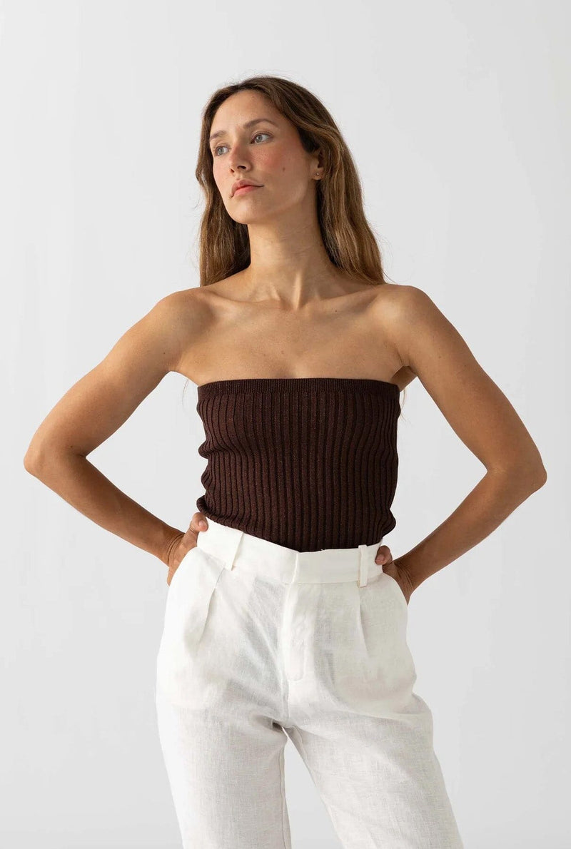 Strapless Top Brown