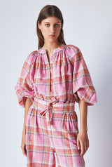 Thalia Pants Pink Checks