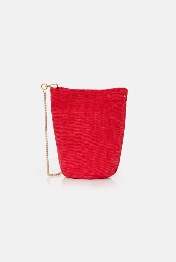 The Mini Cube Bag Raso Plisé red
