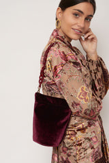 The Mini Cube Bag velvet burgundy