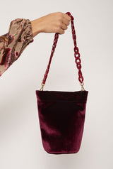 The Mini Cube Bag velvet burgundy