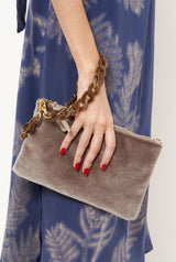 The mini gala clutch new velvet topo