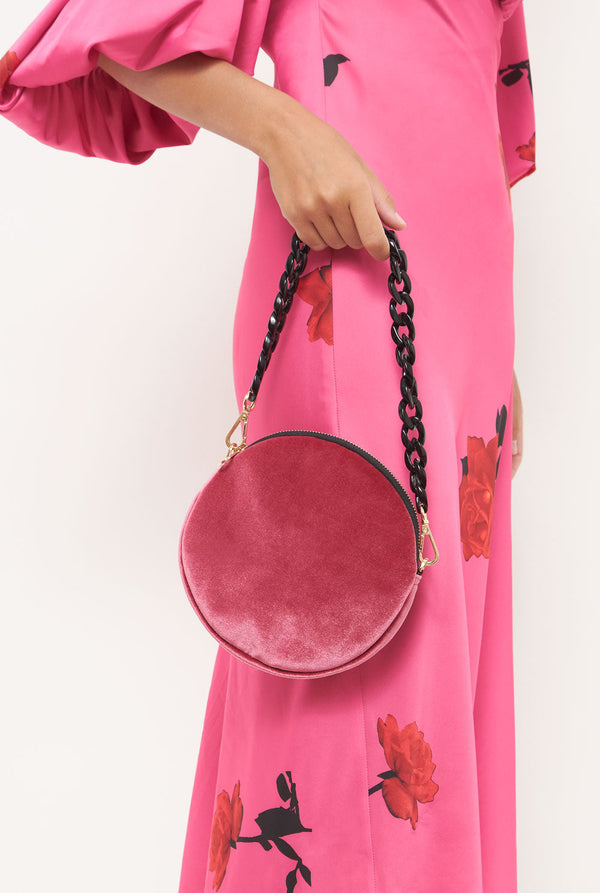 The mini round bag new velvet pink