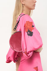The mini round bag new velvet pink