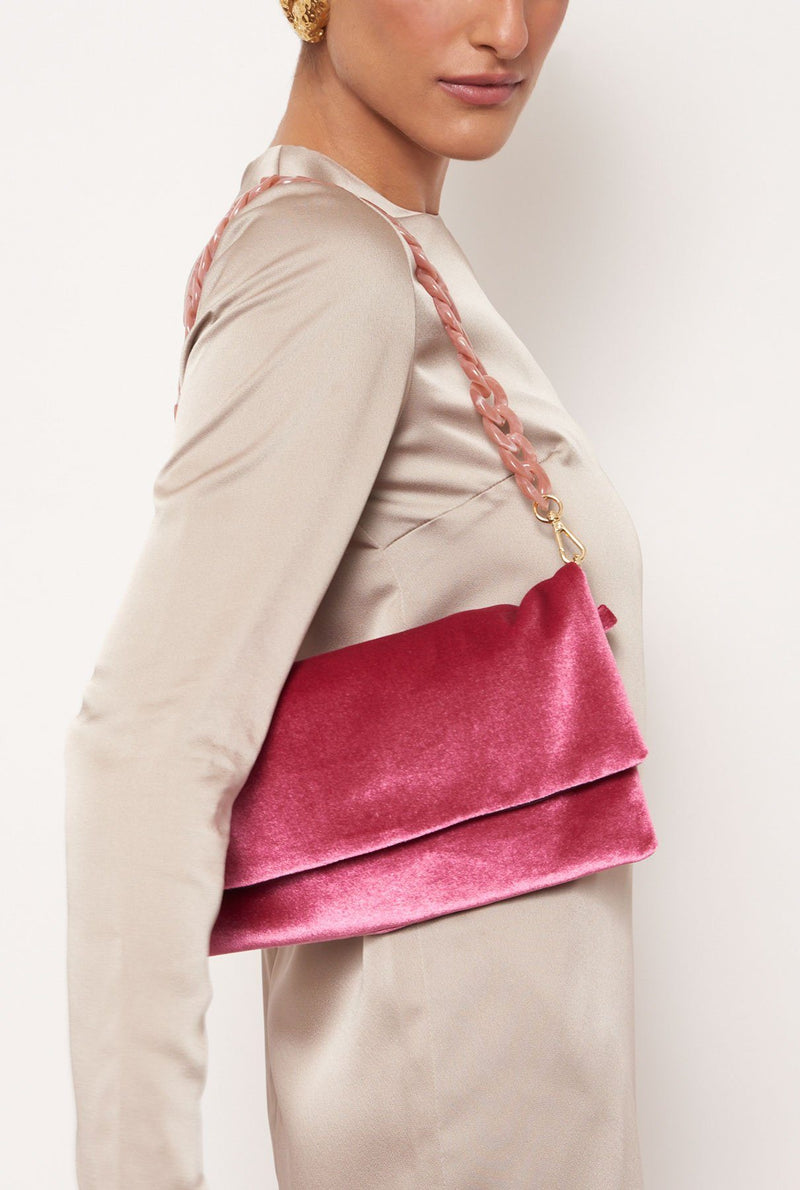 The Sara Bag Velvet pink