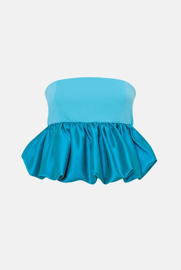 Top azul volante