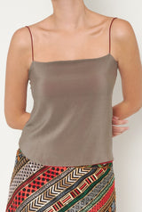 Top flor Reversible rojo/gris