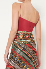 Top flor Reversible rojo/gris
