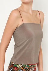 Top flor Reversible rojo/gris