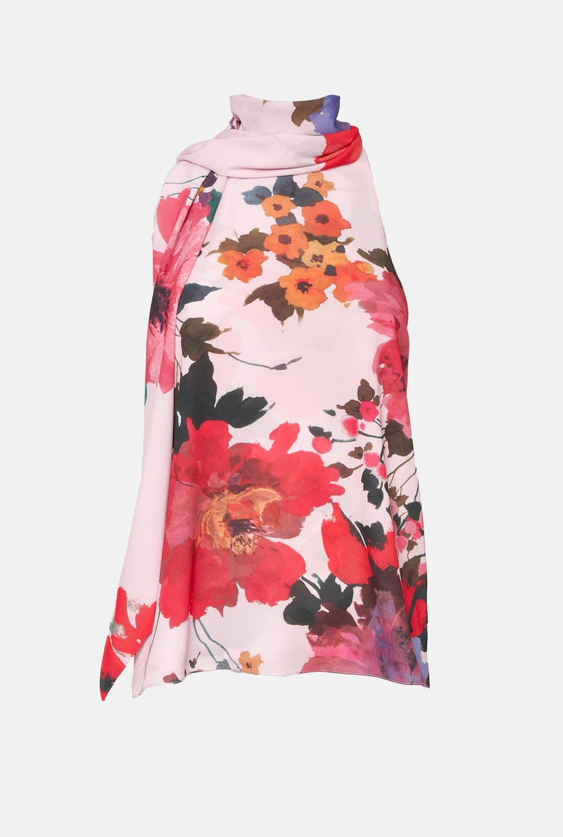 Top Halter con Lazada Flores Acuareladas PRE-ORDER
