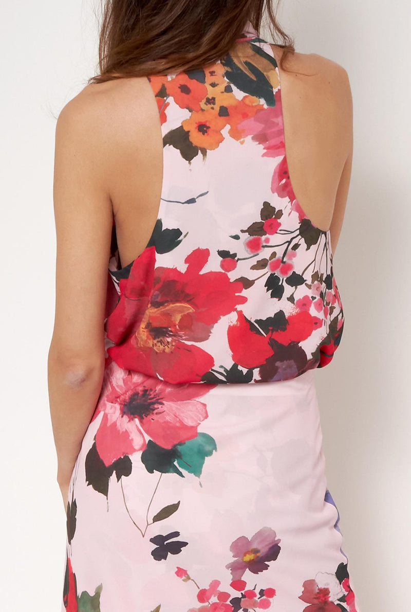 Top Halter con Lazada Flores Acuareladas PRE-ORDER