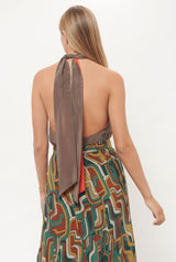 Halter Reversible Orange/Grey Top Natural Dye - Pre Order